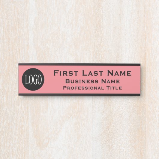 会社のロゴオフィスのドアサインピンク赤面 サインプレート (正面)