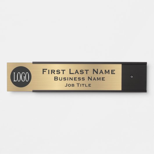 会社のロゴオフィスのドアサイン金ゴールドの外観 サインプレート (正面)
