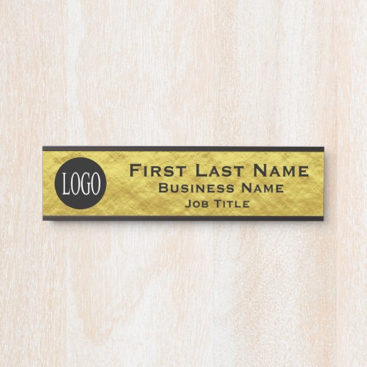 会社のロゴオフィスのドアサイン金ゴールドの外観 サインプレート (正面)