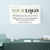 会社のロゴカスタムテンプレート白 横断幕 (トレードショー)