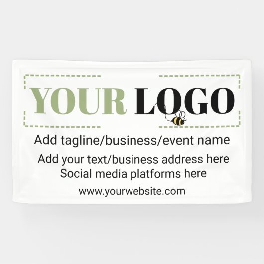 会社のロゴカスタムテンプレート白 横断幕 (横)