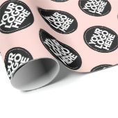 会社のロゴカスタムブランドのビジネスギフトピンク ラッピングペーパー (ロールコーナー)