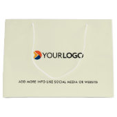 会社のロゴカスタムブランドのビジネスギフトベージュ ラージペーパーバッグ (正面)