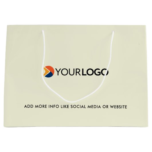 会社のロゴカスタムブランドのビジネスギフトベージュ ラージペーパーバッグ (正面)