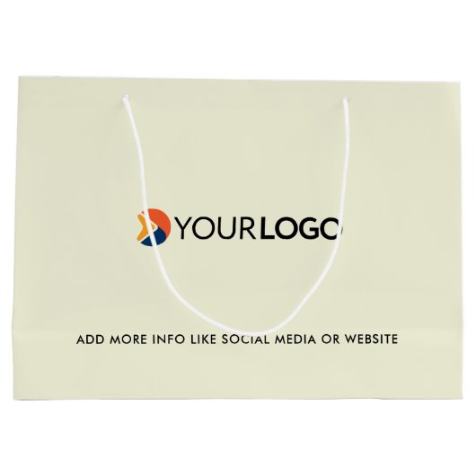 会社のロゴカスタムブランドのビジネスギフトベージュ ラージペーパーバッグ (裏面)