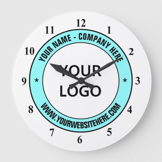 会社のロゴカスタム文字パーソナライズされた時計 ラージ壁時計 (正面)