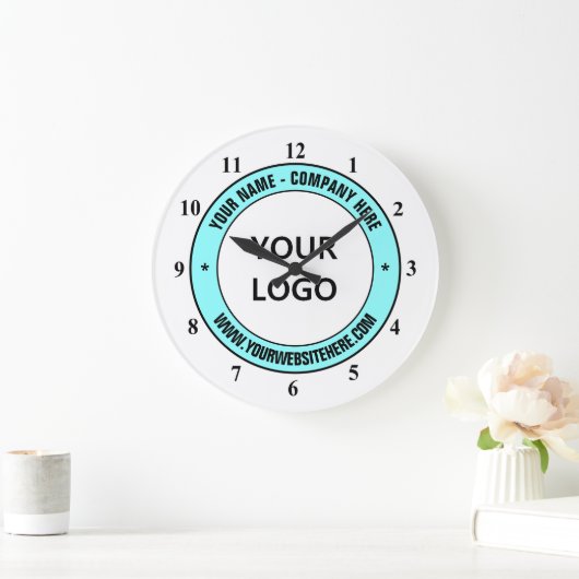会社のロゴカスタム文字パーソナライズされた時計 ラージ壁時計 (ホーム)