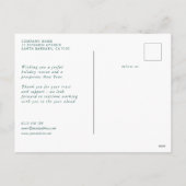 会社のロゴクリスマススノーフレークスグリーン企業の シーズンポストカード (裏面)