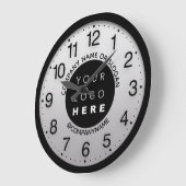 会社のロゴグレーグレーシルバーの名前のスローガン ラージ壁時計 (傾斜)