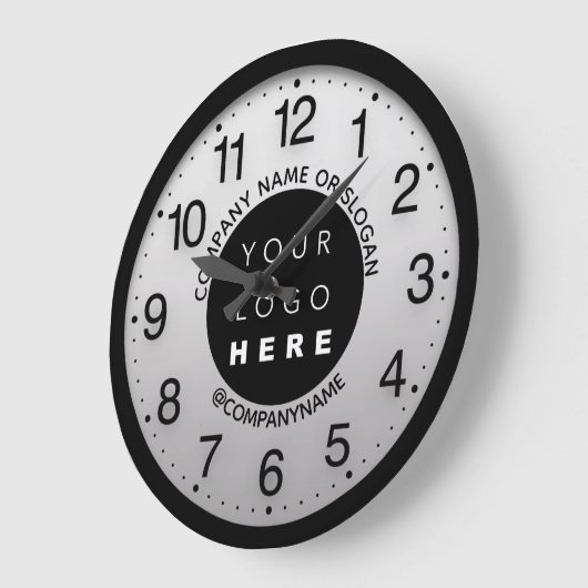 会社のロゴグレーグレーシルバーの名前のスローガン ラージ壁時計 (傾斜)