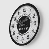 会社のロゴグレーシルバーの名前のスローガン ラージ壁時計 (傾斜)