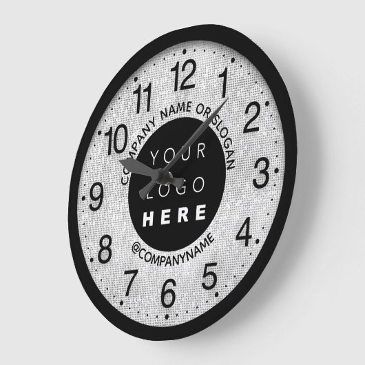 会社のロゴグレーシルバーの名前のスローガン ラージ壁時計 (傾斜)