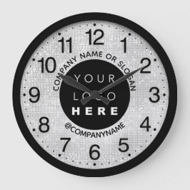 会社のロゴグレーシルバーの名前のスローガン ラージ壁時計