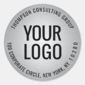 会社のロゴシルバーフォイルフェイク差出人住所 ラウンドシール (正面)