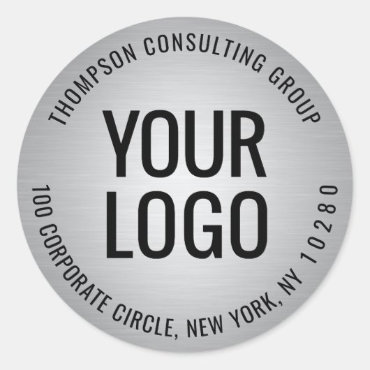 会社のロゴシルバーフォイルフェイク差出人住所 ラウンドシール (正面)