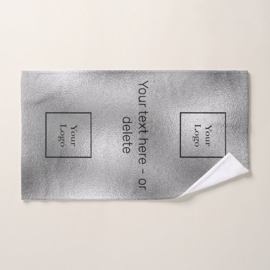 会社のロゴシルバーブラック文字事業エレガント ハンドタオル (ハンドタオル)