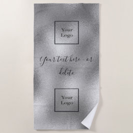 会社のロゴシルバーブラック文字事業 ビーチタオル