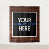 会社のロゴトレードショーバックグランドウッドの背景 タペストリー (正面)