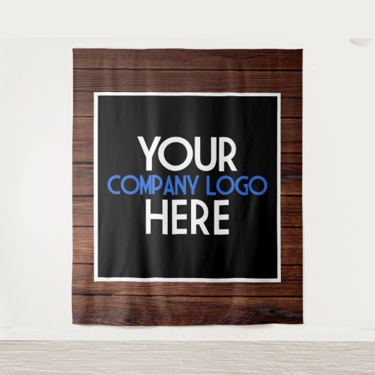 会社のロゴトレードショーバックグランドウッドの背景 タペストリー (正面)