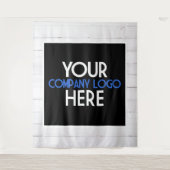 会社のロゴトレードショーバックグランドウッドの背景 タペストリー (正面)