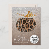 会社のロゴハッピーサンクスギビングLeopard Pumpkin シーズンポストカード (正面/裏面)