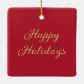 会社のロゴハッピーホリデー セラミックオーナメント (裏面)