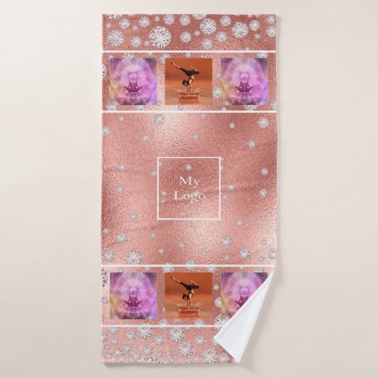 会社のロゴバラ金ゴールド写真コラージュ豪華 バスタオル (バスタオル)