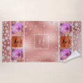 会社のロゴバラ金ゴールド写真コラージュ豪華 ビーチタオル (正面)