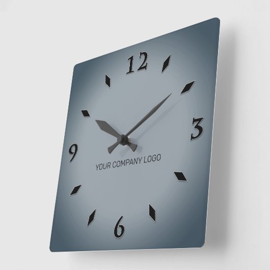 会社のロゴパーソナライズされた、テキストの追加 スクエア壁時計 (傾斜)