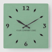 会社のロゴパーソナライズされた、テキストの追加 スクエア壁時計 (正面)