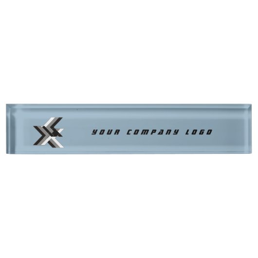 会社のロゴパーソナライズされた、 デスクネームプレート (正面)