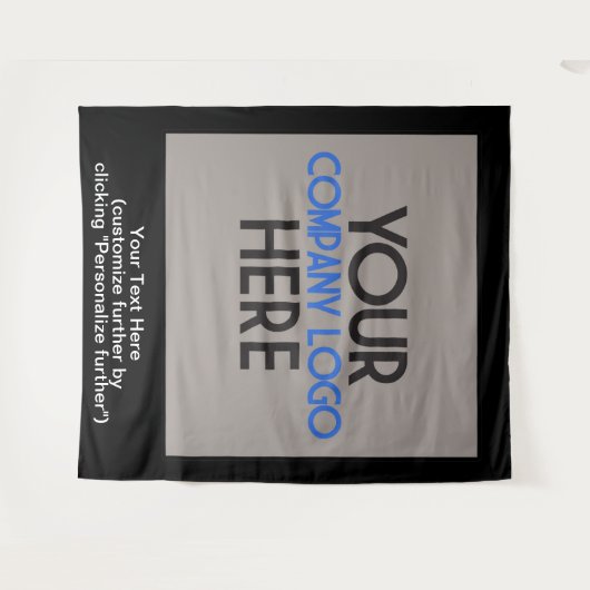 会社のロゴビジネストレード黒の背景 タペストリー (正面(横))