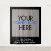 会社のロゴビジネストレード黒の背景 タペストリー (正面)