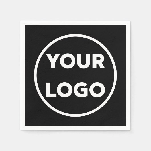 会社のロゴビジネス企業のイベントブラック スタンダードカクテルナプキン (正面)