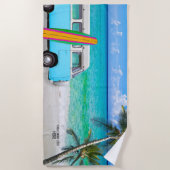 会社のロゴビーチBlue Van & Surfboardビーチ ビーチタオル (正面)