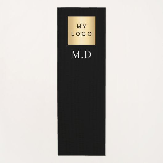 会社のロゴブラックモノグラムビジネススタジオ ヨガマット (正面)