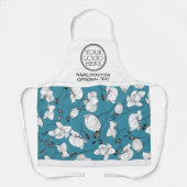 会社のロゴプロモーションオーキッドターコイズ エプロン (正面)