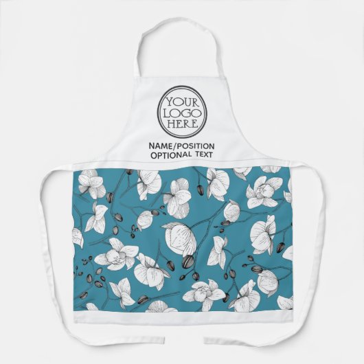 会社のロゴプロモーションオーキッドターコイズ エプロン (正面)