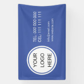 会社のロゴプロモ連絡ノブルーとホワイト 横断幕 (縦)