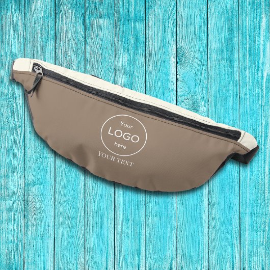 会社のロゴベージュブラウンアクセサリーベリーバッグ ファニーパック