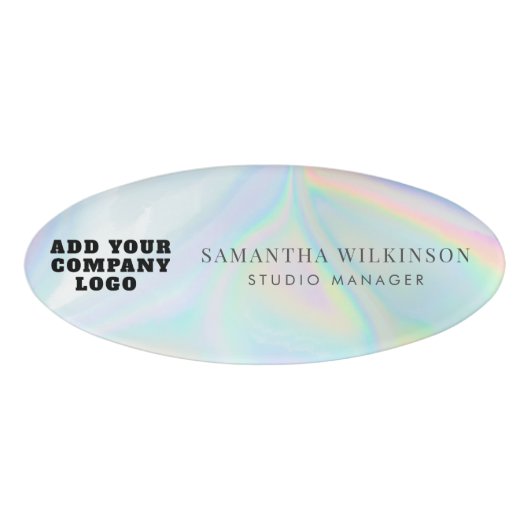 会社のロゴホログラフィック企業の従業員 名札 (正面)