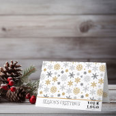 会社のロゴモダンスノーフレークドゥードルアートフォールディング シーズンカード