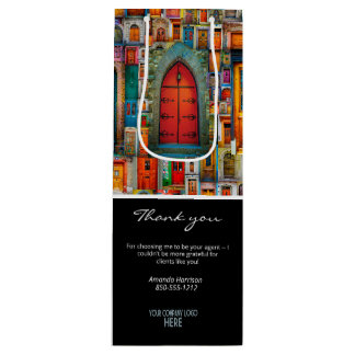 会社のロゴヴィンテージドアありがとうお客様のギフト ワインギフトバッグ