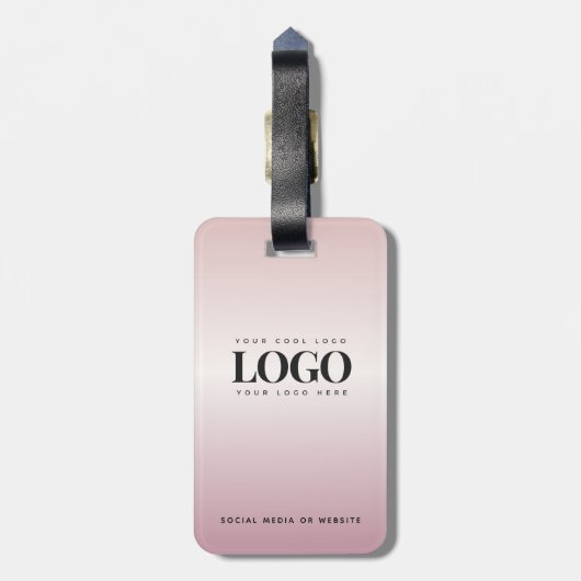会社のロゴ事業のピンクのグラデーションカスタム ラゲッジタグ (裏面縦)