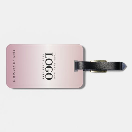 会社のロゴ事業のピンクのグラデーションカスタム ラゲッジタグ (裏面横)