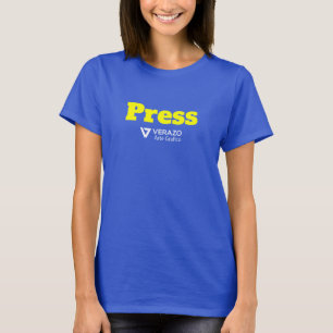 会社のロゴ付きのプレス資格情報シャツを入手 Tシャツ