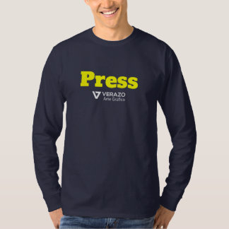 会社のロゴ付きのプレス資格情報シャツを入手 Tシャツ