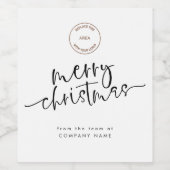 会社のロゴ任意の色メリークリスマス ワインラベル (シングルラベル)