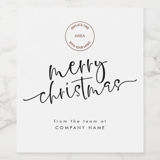 会社のロゴ任意の色メリークリスマス ワインラベル (シングルラベル)