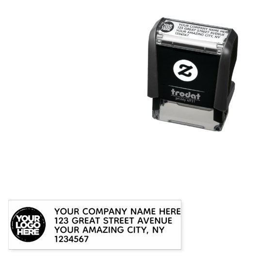 会社のロゴ住所4行 セルフインキングスタンプ (インサイチュ)